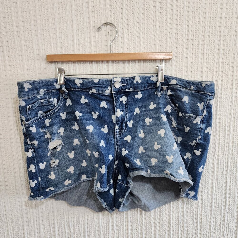 Torrid Denim Shorts with White Mickey Pattern